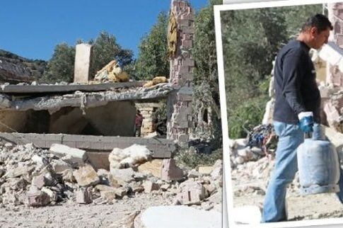 Bομβαρδισμένο τοπίο στα Βορίζια Ηρακλείου από έκρηξη που ισοπέδωσε μεζονέτα