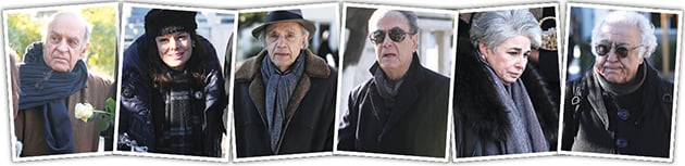 Από αριστερά: Αλέκος Φασιανός, Ολύνα Ξενοπούλου, Δημήτρης Κολλάτος, Γιώργος Μεσσάλας, Ρένα Θεολογίδου, Τάσος Μπιρσίμ