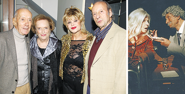 Με τον Κώστα Παναγιωτόπουλο (Bar-Bar), την Τούλα Μπούτου και τη Μαρία Ιωαννίδου. Δεξιά: Με την Κατερίνα Γιουλάκη - «O Σοφέρ της κυρίας Νταίηζη» (2008) στο Θέατρο Ελπίδας