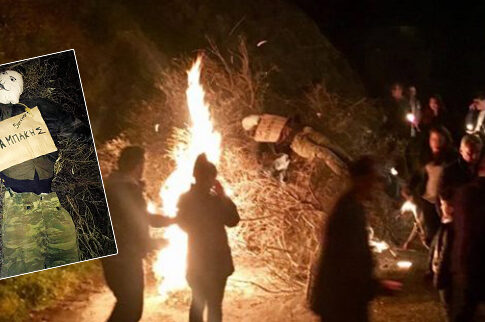 Εκαψαν τον «Ιούδα» Χανταμπάκη στο Ροδοβάνι Κρήτης!