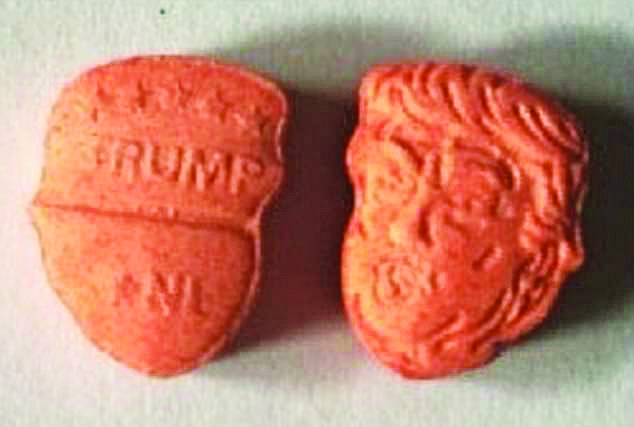 ecstasy tablets shaped like the head of donald