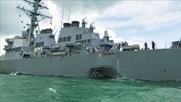 ο αμερικανικό αντιτορπιλικό μετά τη σύγκρουση με το δεξαμενόπλοιο «Alnic MC»