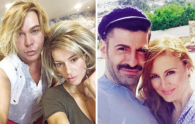 Αριστερά: ΠΑΡΑΣΚΗΝΙΑ • Τρύφων Σαμαράς και Ζέτα Δούκα. Δεξιά: SELFIE • Παναγιώτης Πετράκης και Αγγελική Λάμπρη