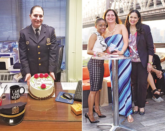 Στο γραφείο της. Δεξιά: Η Νικόλ (στη μέση) με φίλες της στο Μανχάταν