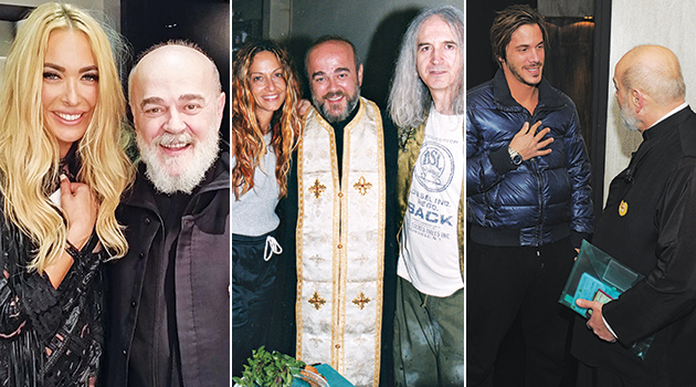 Από αριστερά: Με την Αμαρυλλίδα. Με την Αννα Βίσση και τον Νίκο Καρβέλα. Με τον Νίκο Οικονομόπουλο