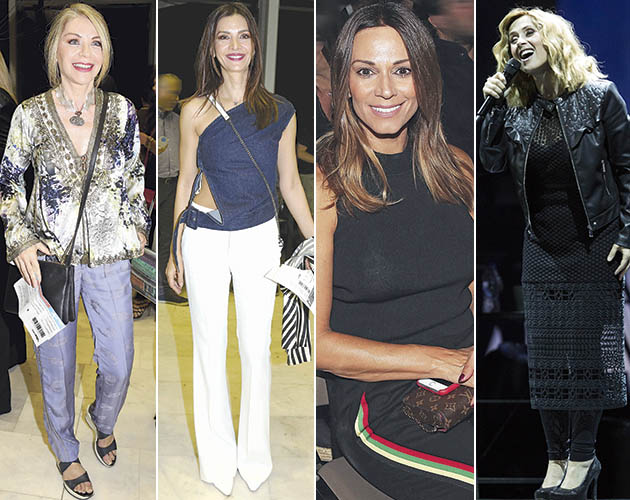 Από αριστερά: ΚΟΜΨΗ • Η Ελλη Στάη. Με λευκό παντελόνι η Κατερίνα Λέχου. Με χαμόγελο η Ελλη Κοκκίνου. Η Λάρα Φαμπιάν