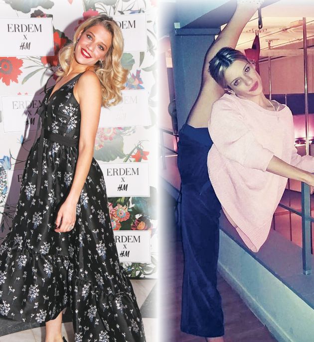 ΜΕ ΕΜΠΡΙΜΕ φόρεμα η Τζένη Θεωνά. Δεξιά, σε προβα για το μπαλέτο η Εύα Γαλάνη