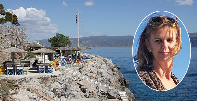 Το Beach Club Spilia. Ένθετη: Η σύζυγος Λίζα