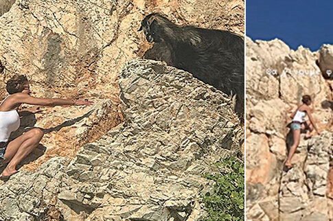 «Αγριοκάτσικο» η Μπαλατσινού σε βράχους της Πάτμου