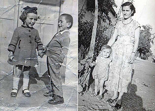 Αριστερά: Νήπιο με την αδελφή του, Σουλτάνα. Δεξιά: Πιτσιρίκι με τη μητέρα του, Φωτεινή