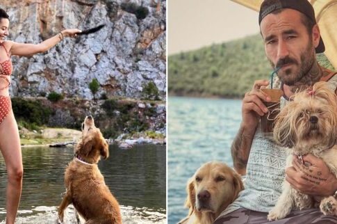 Βουτιές με τα σκυλάκια τους