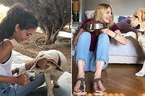 Αχώριστες από τα σκυλάκια τους!
