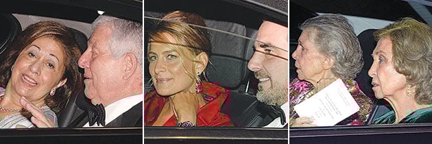 Από αριστερά: Αικατερίνη της Γιουγκοσλαβίας και Αλέξανδρος. Τατιάνα Μπλάτνικ και πρίγκιπας Νικόλαος. Πριγκίπισσα Ειρήνη και βασίλισσα Σοφία της Ισπανίας