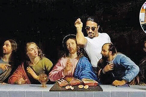 Εβαλε τον Salt Bae να αλατίζει κρέατα στον «Μυστικό Δείπνο»