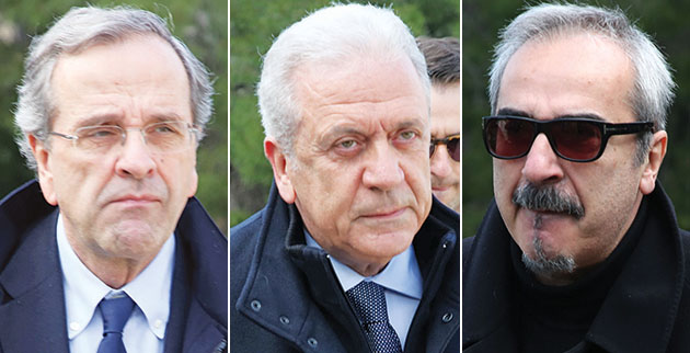 Από αριστερά: Ο Αντώνης Σαμαράς, ο Δημήτρης Αβραμόπουλος και ο Βαγγέλης Περρής