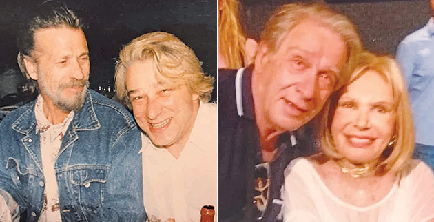 Αριστερά: Σε νυχτερινή έξοδο με τον Φώτη Μεταξόπουλο. Δεξιά: Με τη Ρίκα Διαλυνά