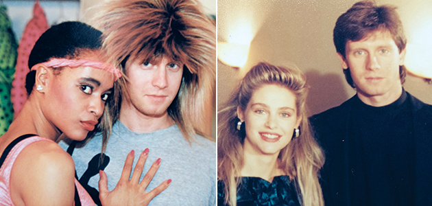 Αριστερά: Mε περούκα Τίνα Τέρνερ δίπλα σε χορεύτρια στο Stork. Δεξιά: Με τη Μαρί Κωνσταντάτου στη σειρά «Μικροί μεγάλοι»