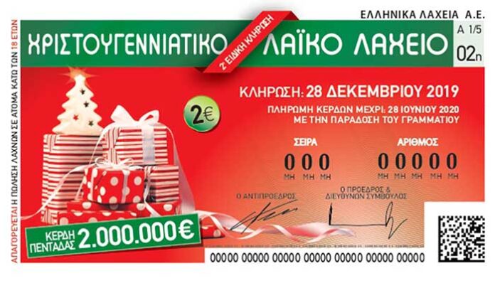 Χριστούγεννα με το Λαϊκό Λαχείο για τα 2 εκατ. ευρώ