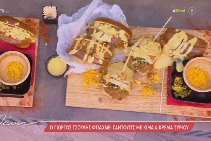 Ο Γιώργος Τσούλης φτιάχνει σάντουιτς με κιμά και κρέμα τυριού