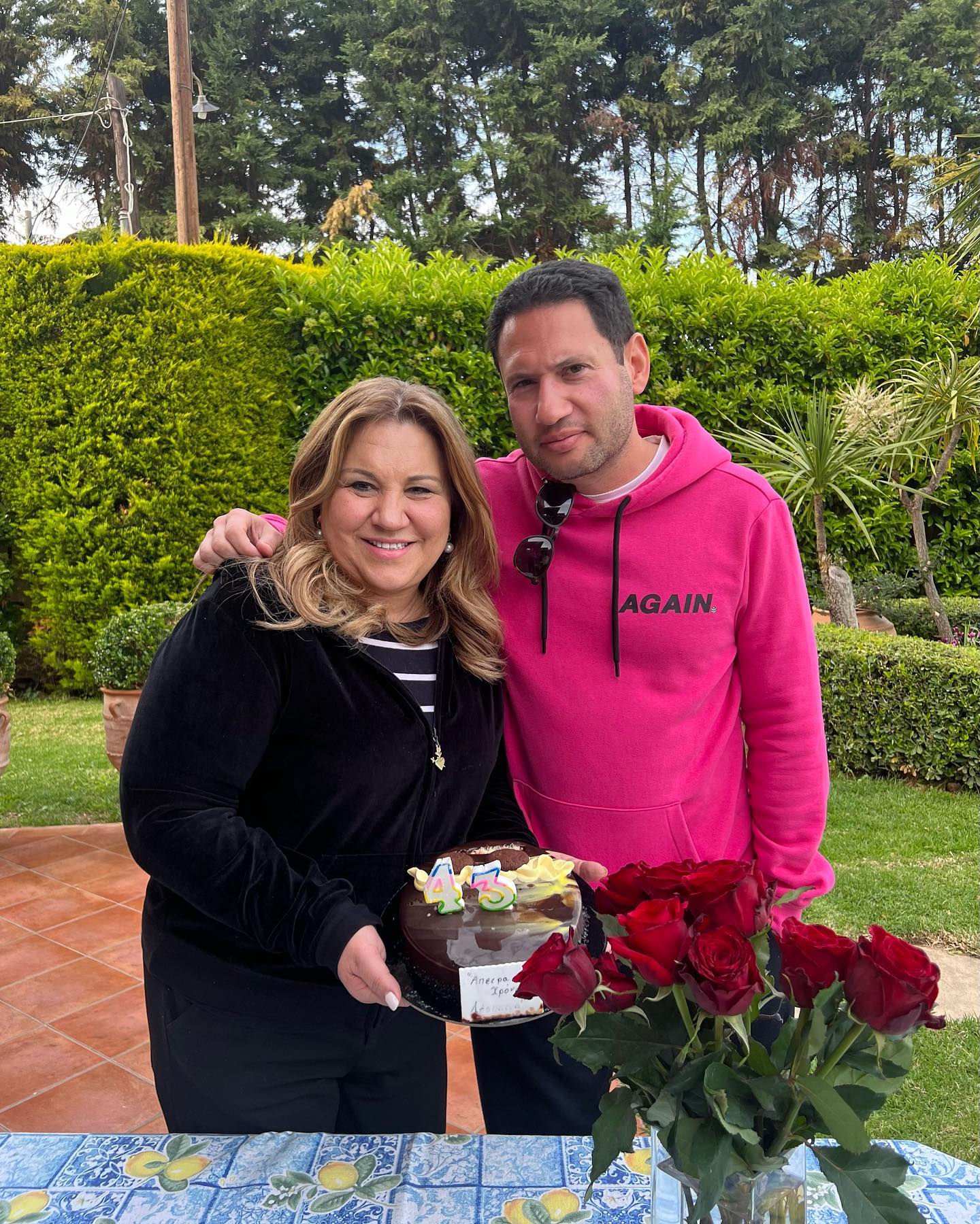 Photo shared by Despina Miraraki on May 01 2023 tagging @georgemirarakis. May be an image of 2 people bouquet rose picnic and