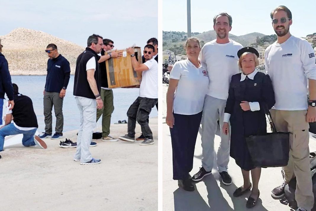 Οι γιοι του τέως βασιλιά Κωνσταντίνου στη Σύμη και τη Χάλκη για εθελοντική δράση