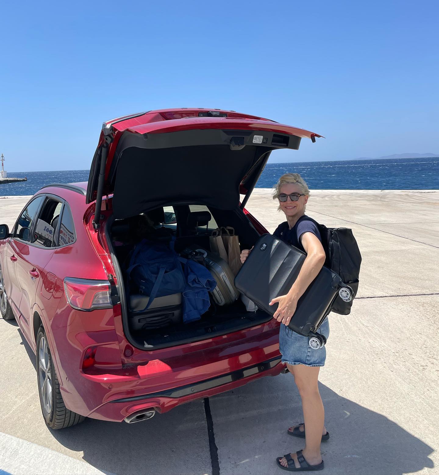 Photo shared by Youlika Skafida on June 27 2023 tagging @fordgreece. May be an image of 1 person car luggage minivan and ocean