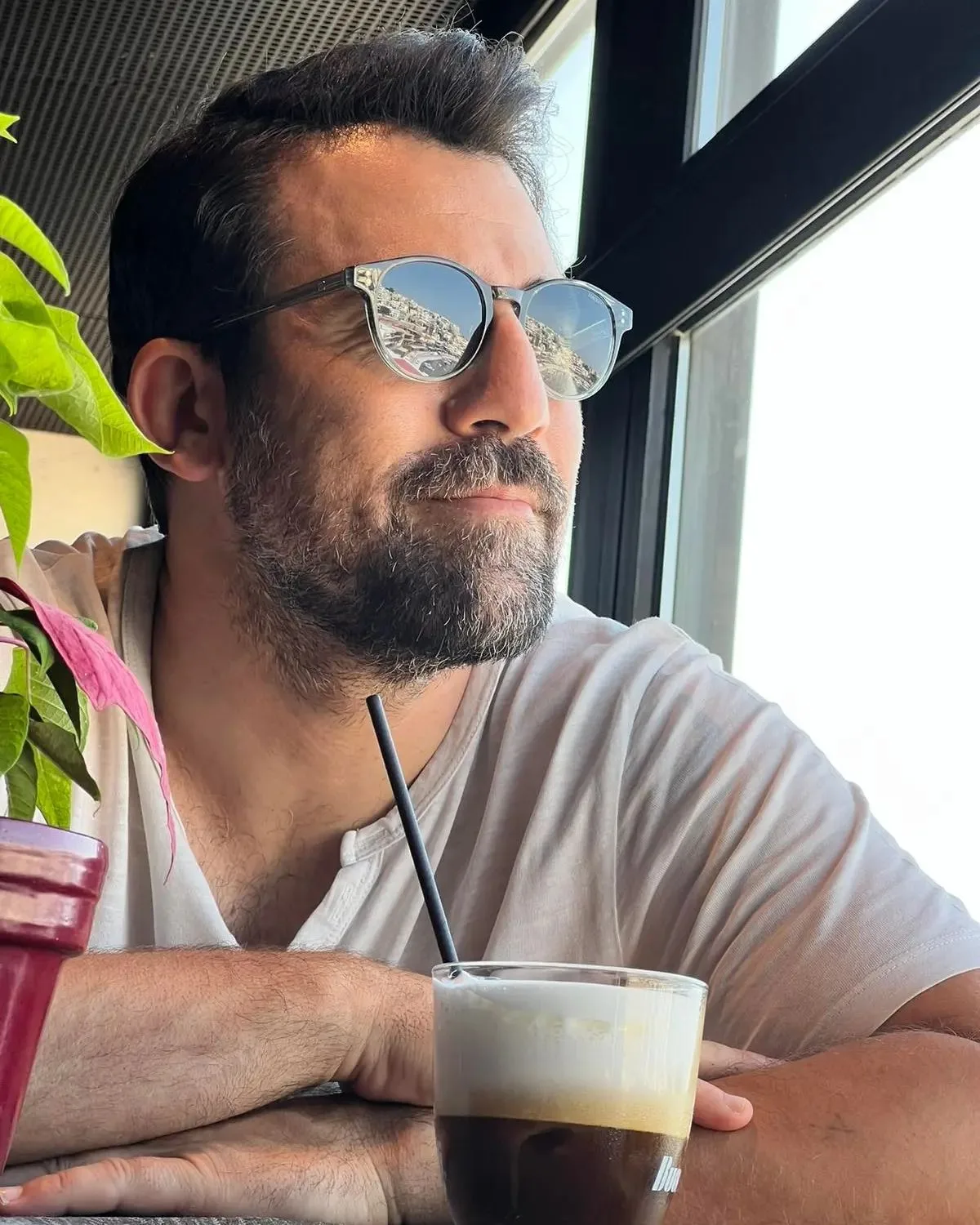 Photo shared by Kimonas Kouris on July 26 2023 tagging @bairamoglou.eyewear. May be an image of 1 person beard coffee cup and cappuccino jpg