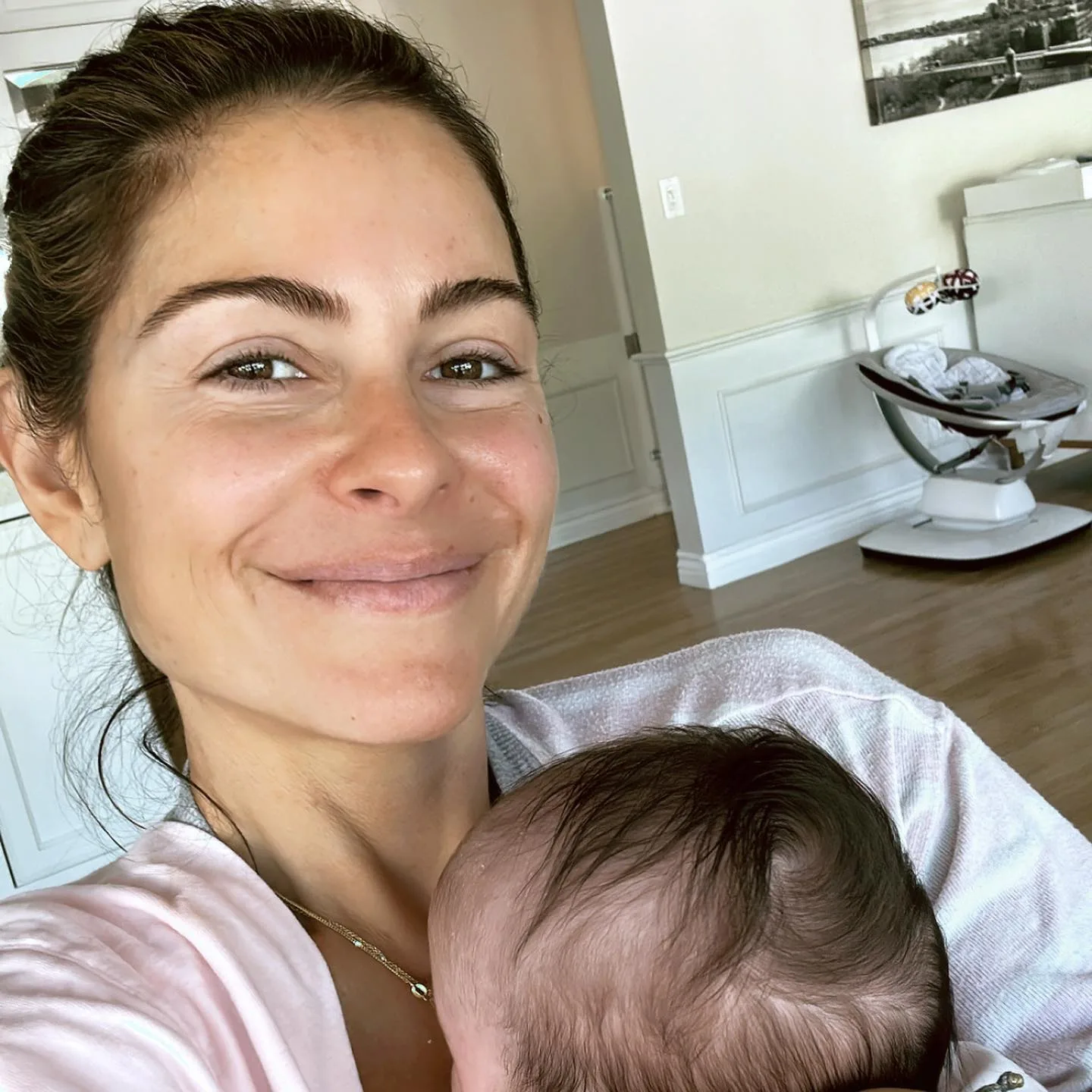 Photo shared by MARIA MENOUNOS on August 14 2023 tagging @splendidla. May be a selfie of 1 person and baby jpg