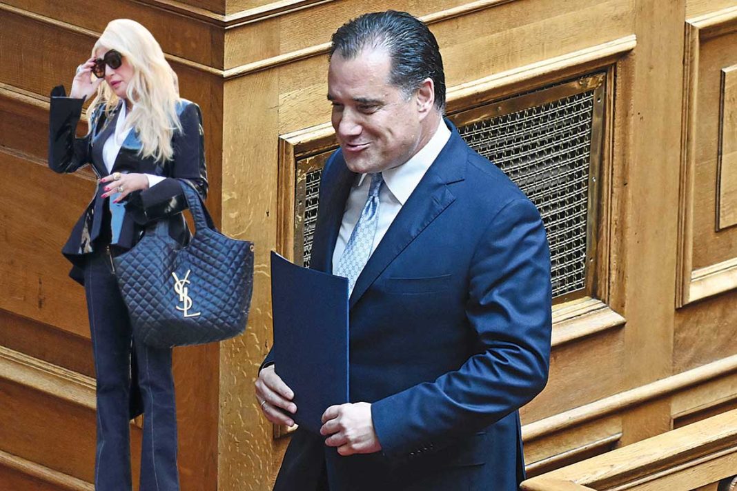 Η Μαρίνα Πατούλη με το καλάθι του Αδωνη