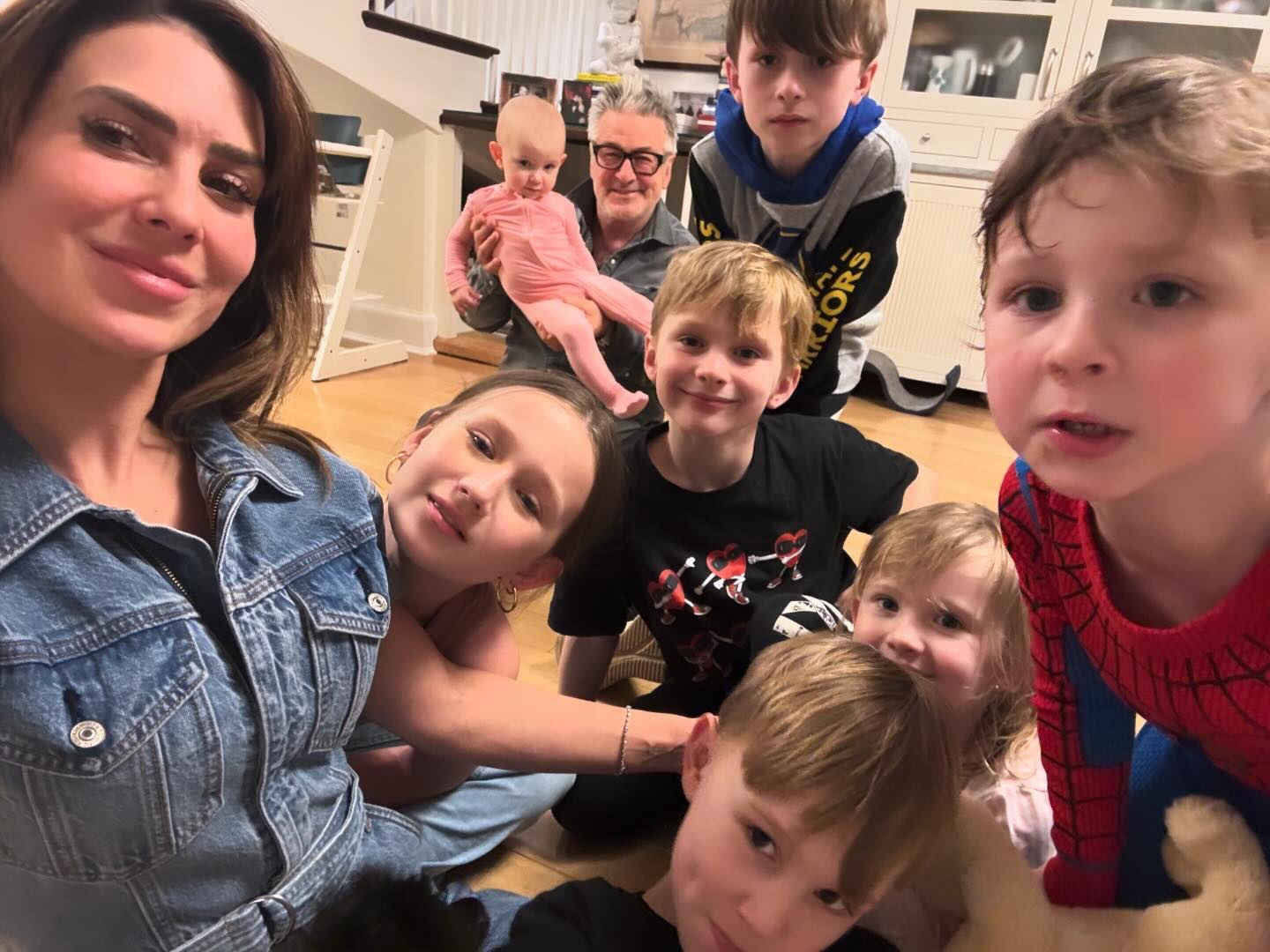 Photo shared by Hilaria Thomas Baldwin on February 14 2024 tagging @alecbaldwininsta. May be a selfie of 5 people and child