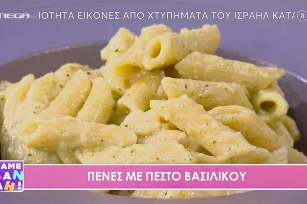 Πέννες με πέστο βασιλικού από τον Τίμο Ζαχαράτο