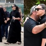 Κηδεία Μαστροκώστα: Ο Τραϊανός Δέλλας κρατώντας το χέρι της κόρη του έφτασε στην εκκλησία