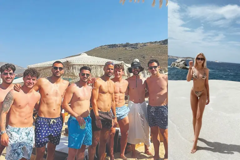 Εθνική Παραλίας στη Μύκονο για το μπάτσελορ του γαμπρού Παυλίδη
