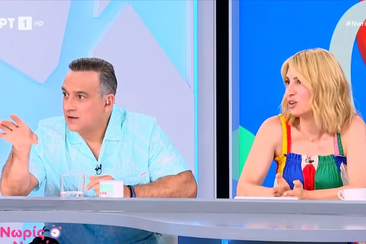 Η Μαρία Ηλιάκη και ο Κρατερός κατσούλης στο πλατό του Νωρίς νωρίς