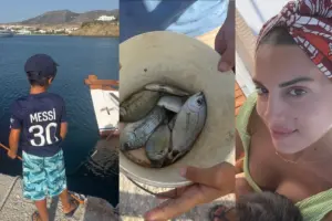 Σταματίνα Τσιμτσιλή - Θέμης Σοφός: Για ψάρεμα στην Πάρο, με τα παιδιά τους