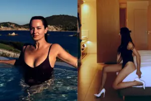 Ζενεβιέβ Μαζαρί: Αγκαλιές στην πισίνα με την κόρη της και φιλιά με τον σύζυγό της
