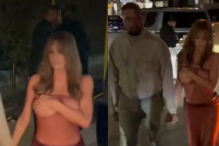 Ολόγυμνη η σύζυγος του Κάνιε Γουέστ σε έξοδο - Κάλυπτε το στήθος της με τα χέρια